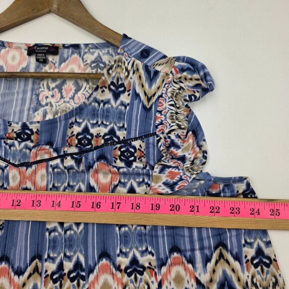 Cocomo Floral Print Tunic Short‎ Sleeve Top Womens Plus Size 2X Blue Pink Beige - Picture 11 of 13